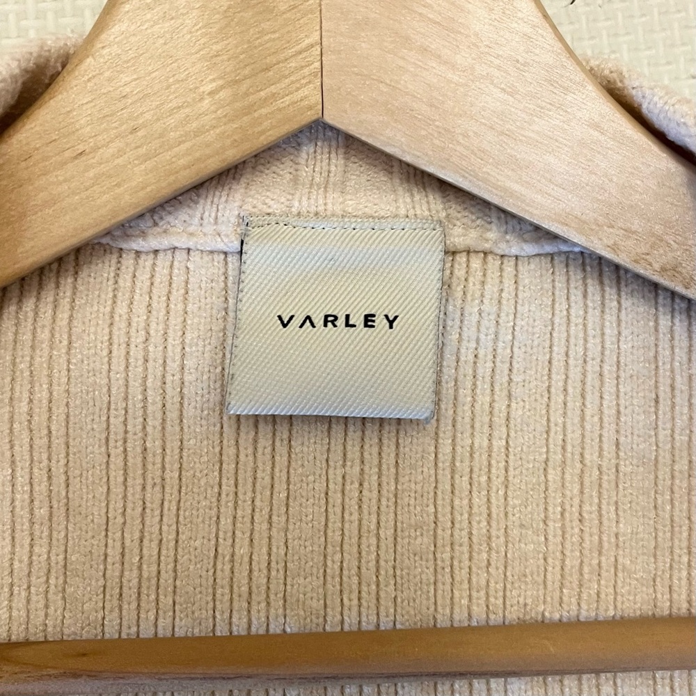 Varley Pensdale Relaxed Knit Jacket Egret Blush Ivory Ribbed Cardigan L - Picture 6 of 15